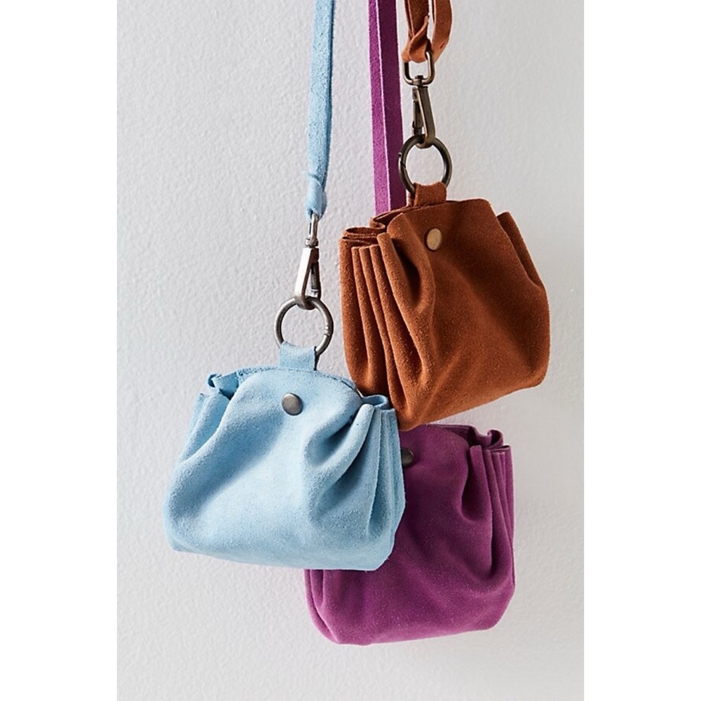Free People / NWOT Celeste Suede Mini Pouch Baby Blue